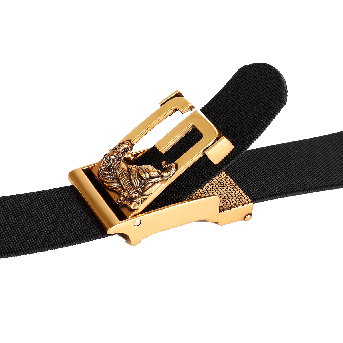 Men's Belt Tiger Automatic buckle Tactical Elastic Belt canvas  fabric belt 3.8cm